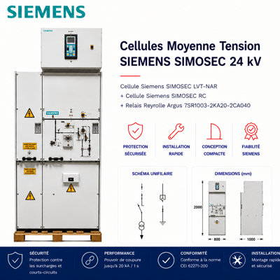Cellules moyenne tension 7SR1003-2KA20, 2CA04025515727873, Hôpitaux, Usines, éoliens, Parcs, Photovoltaïque, Tertiaire, Collectivités, Argus, Reyrolle, Relais, BT, HTA, Poste, Cent