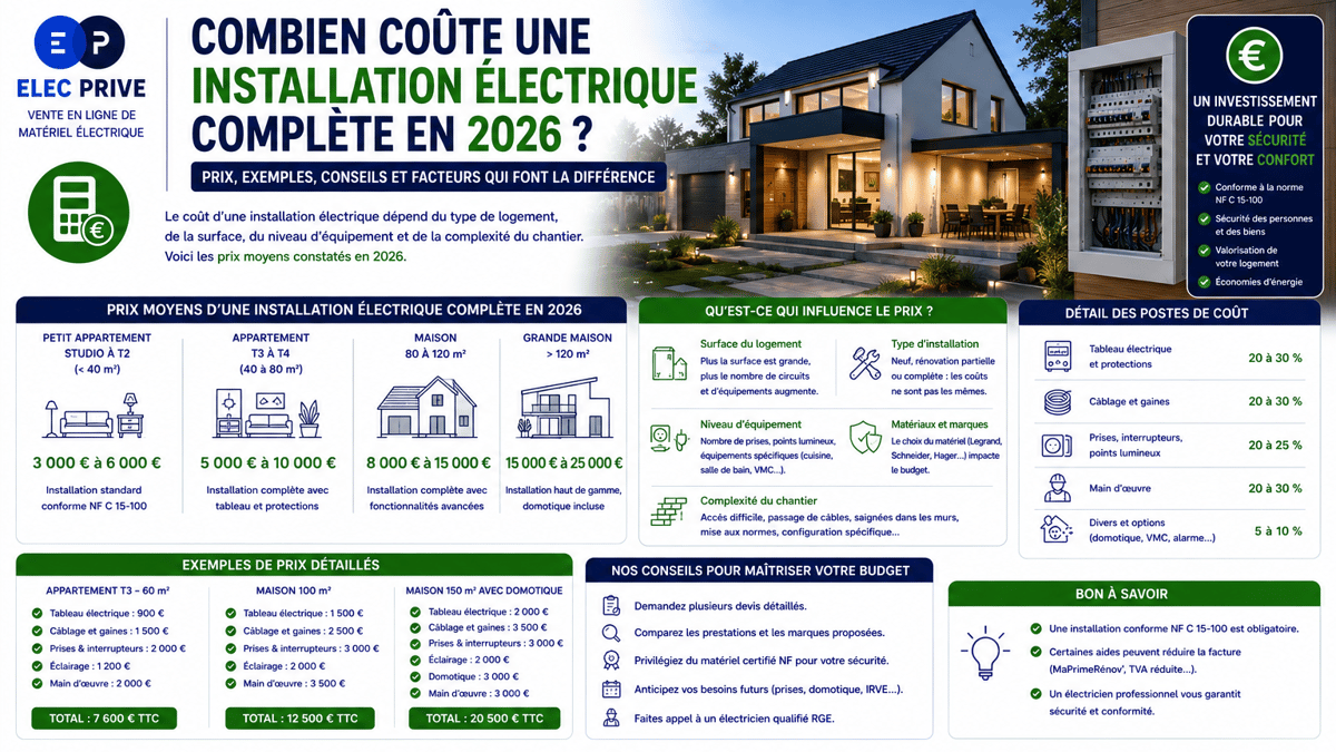 Combien coute une installation electrique complete en 2026