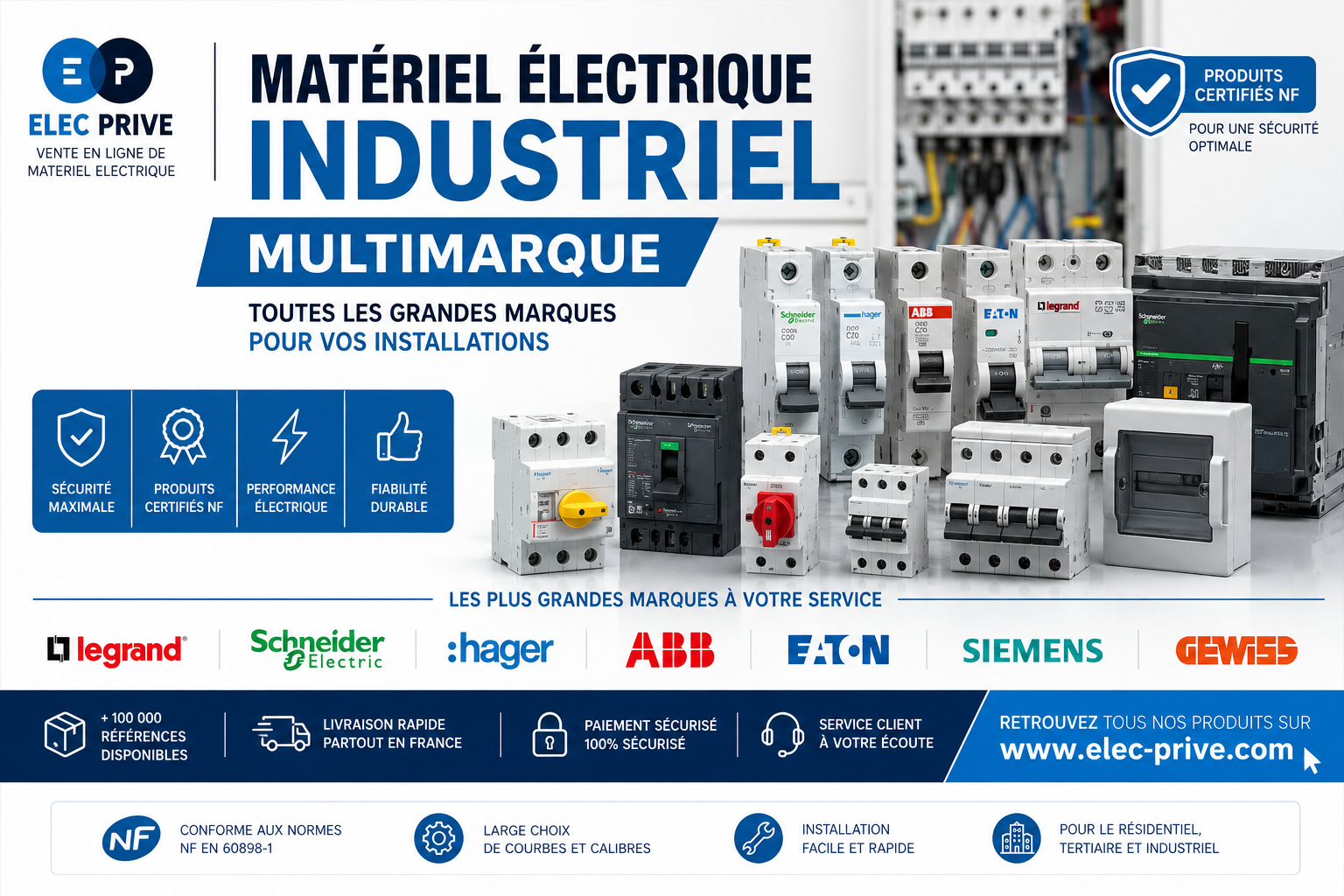 matériel électrique industriel, matériel électrique industriel multimarque, équipement électrique industriel, installation électrique industrielle, matériel électrique professionne