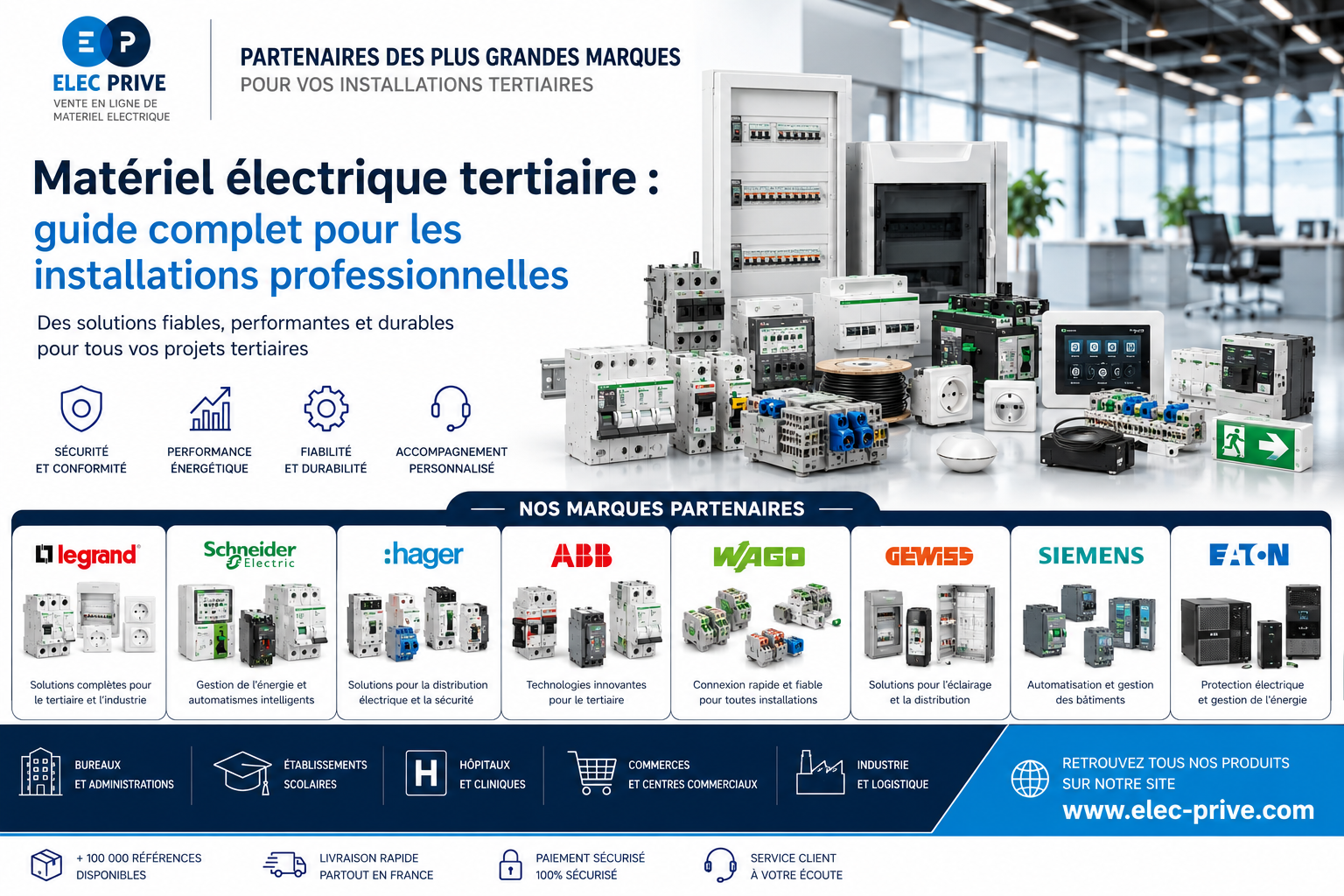 matériel électrique tertiaire, installation électrique tertiaire, équipements électriques professionnels, guide matériel électrique, installation professionnelle, électricité terti