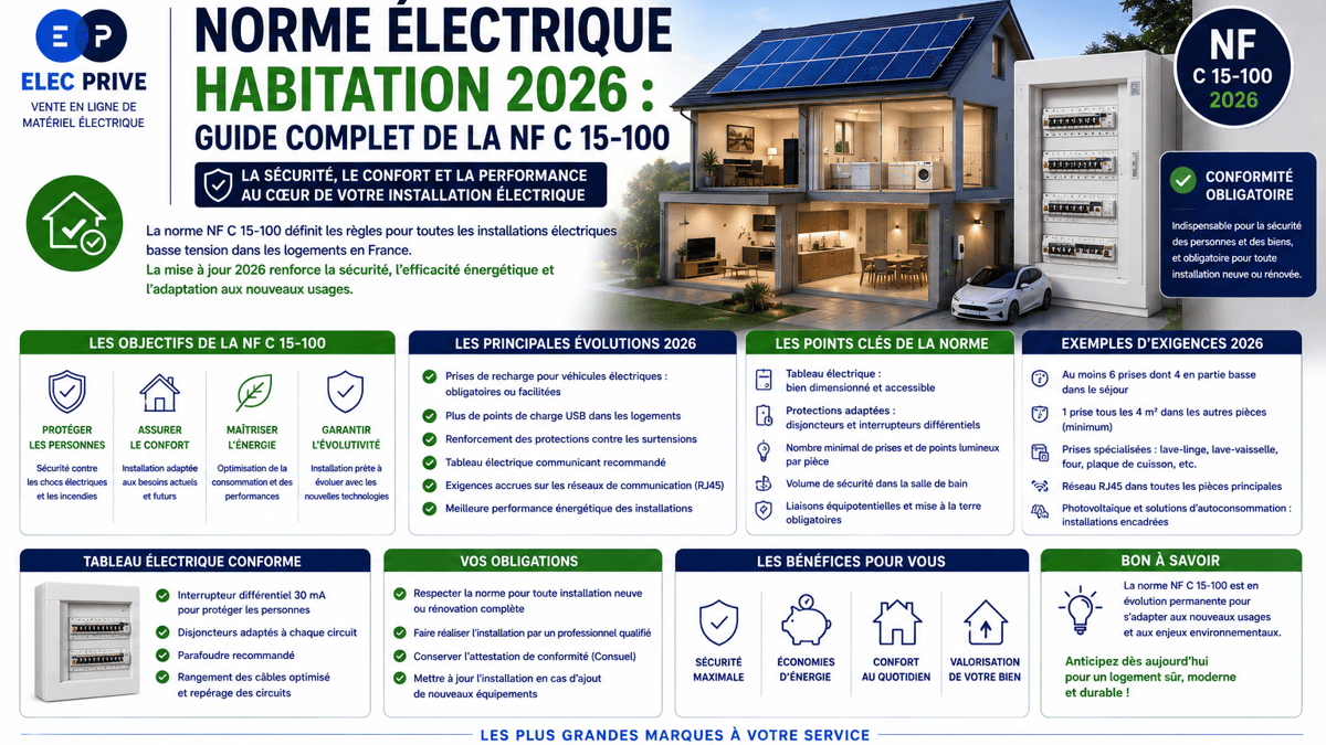 Norme electrique habitation 2026 guide complet de la nf c 15 100