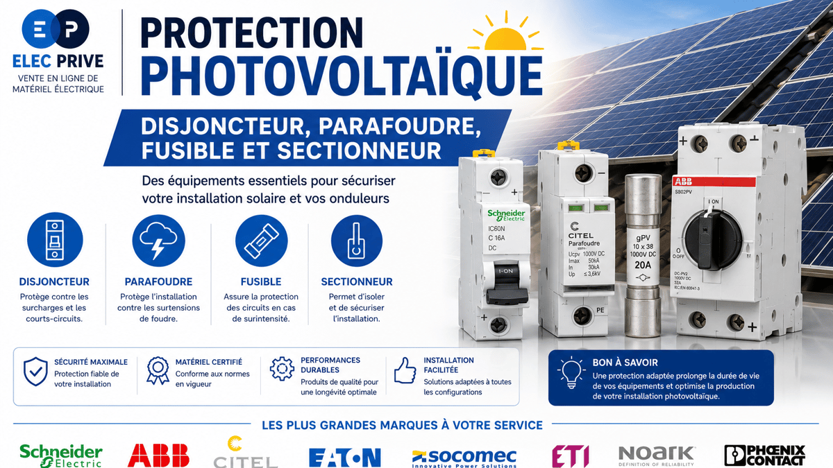 Protection photovoltaique disjoncteur parafoudre fusible et sectionneur