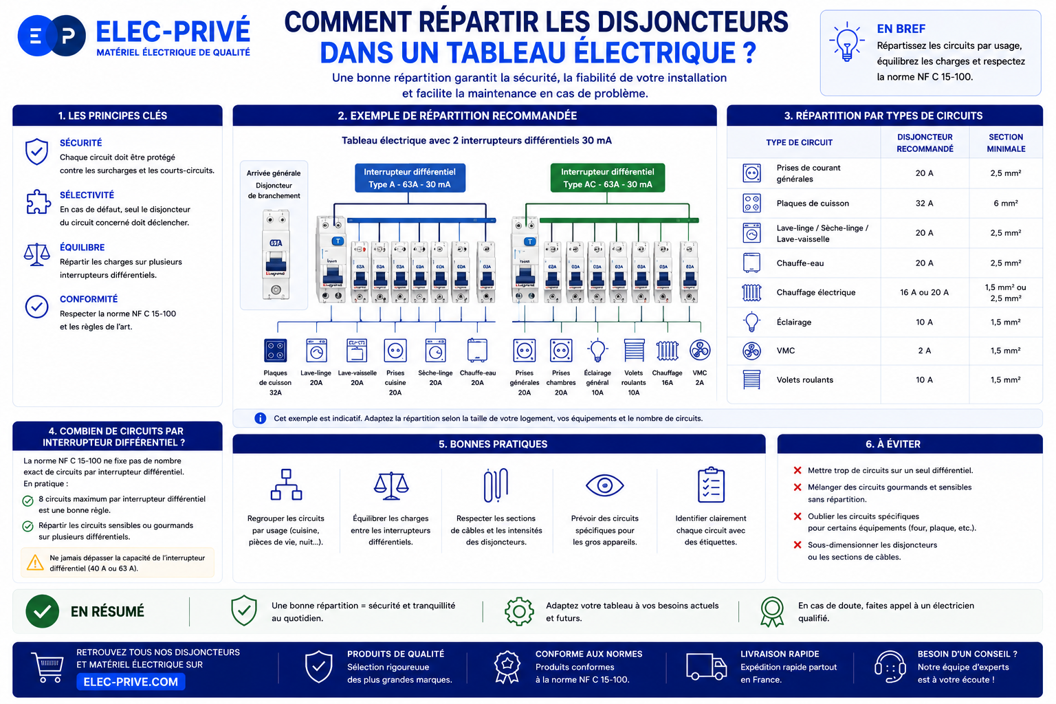 Comment répartir les disjoncteurs dans un tableau électrique ?