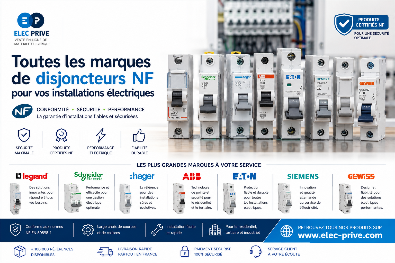 disjoncteur NF, disjoncteurs NF, disjoncteur électrique, disjoncteur modulaire, disjoncteur différentiel, disjoncteur divisionnaire, disjoncteur bipolaire, disjoncteur tripolaire,